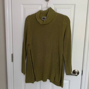 Habitat green chunky knit zipper accent mock neck sweater size medium